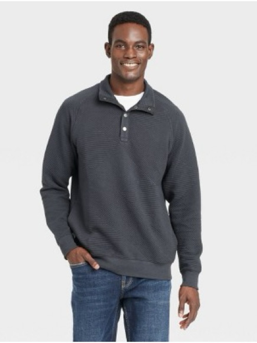 Men's Quilted Snap Pullover Sweatshirt